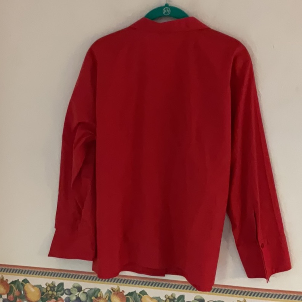 Talbots Wrinkle Resistant Stretch Button Up Shirt, Size 14, Red, Cotton - Picture 2 of 9